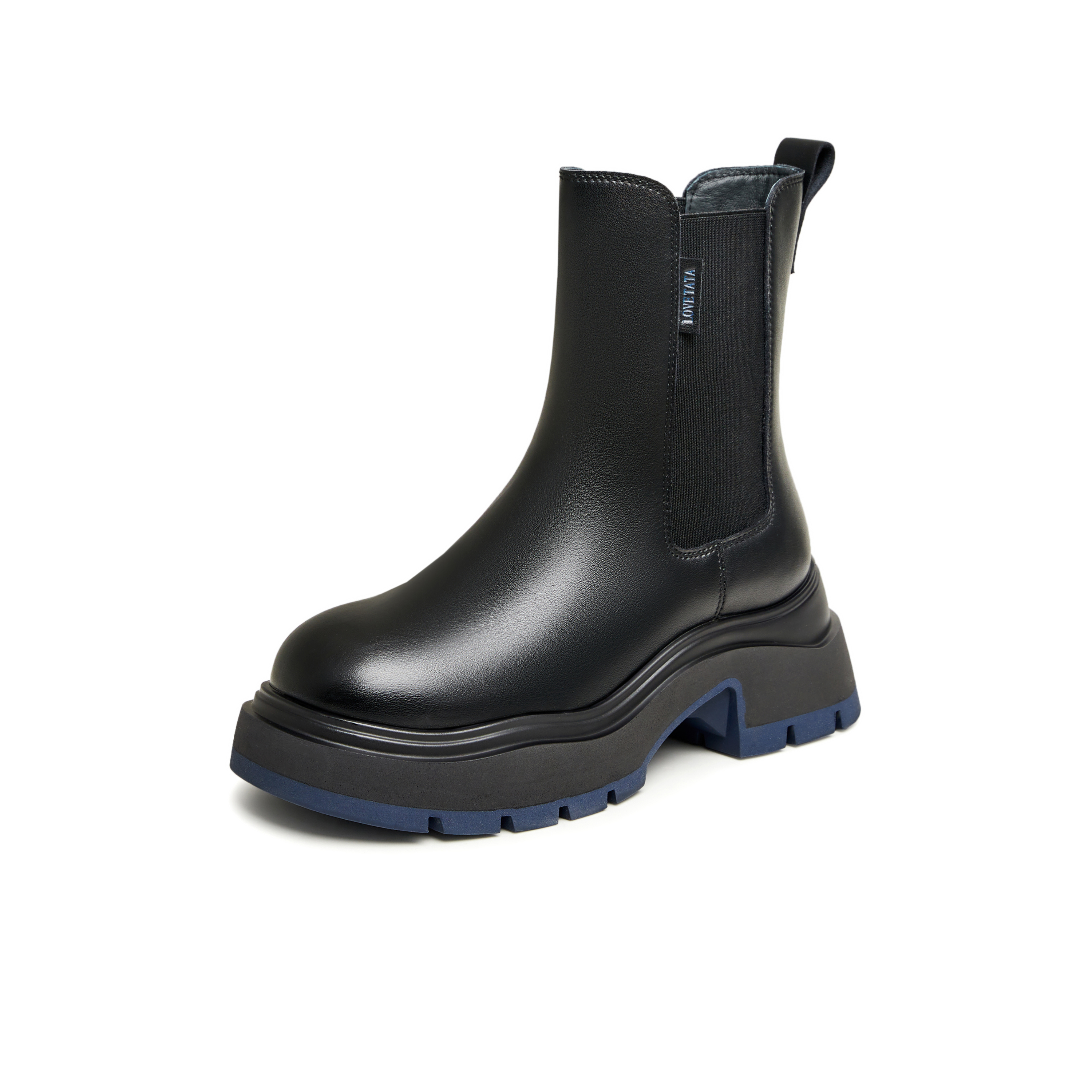 Tata/他她2024冬商场同款纯色百搭切尔西靴女新款WJZ01DZ4