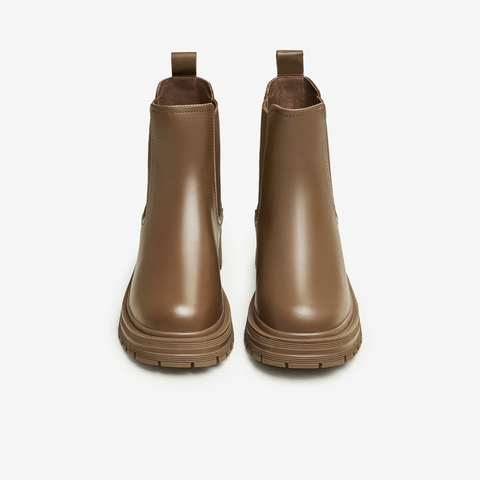 Tata/他她2024冬时尚简约经典厚底牛皮休闲切尔西靴新WAQA2DD4