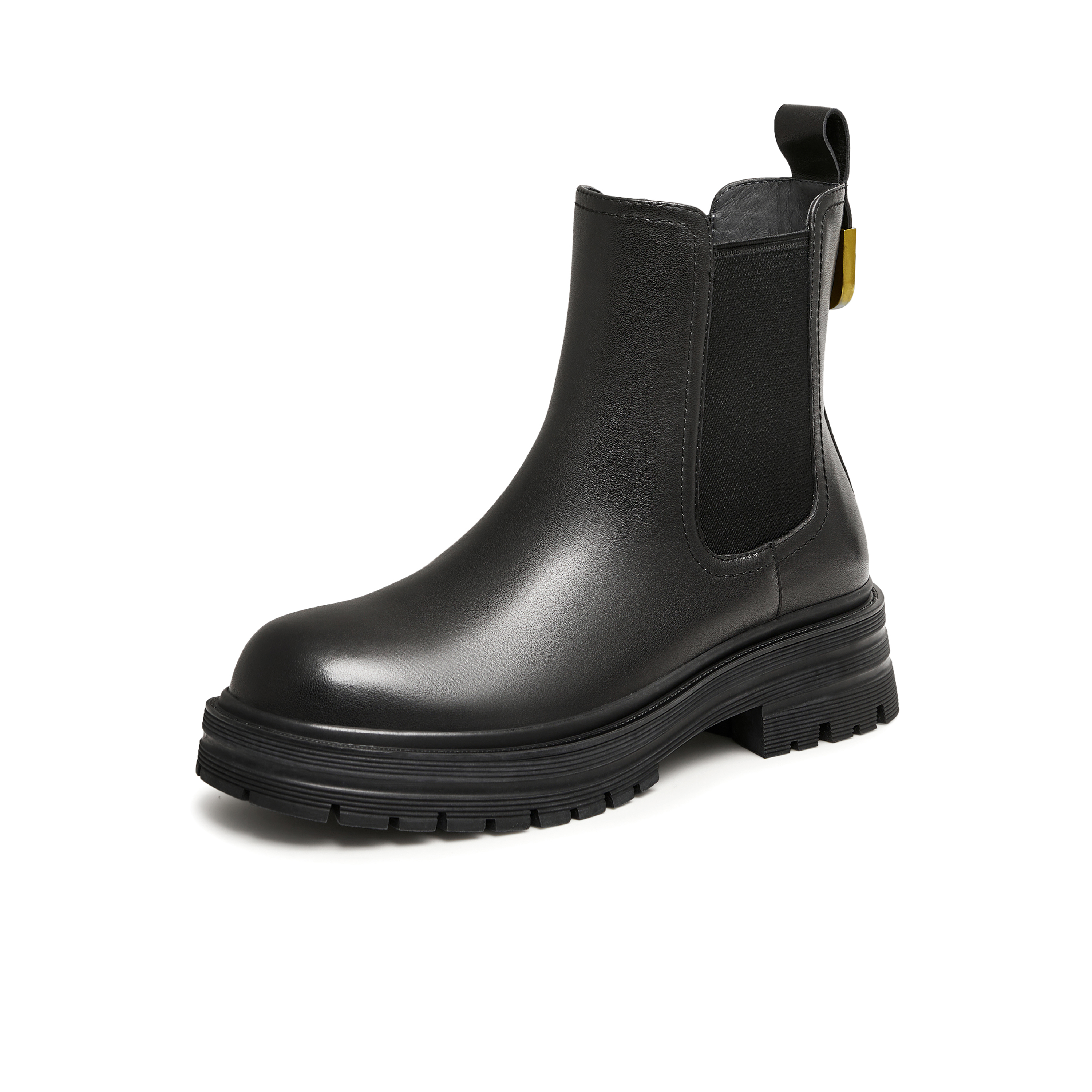 Tata/他她2024冬时尚简约经典厚底牛皮休闲切尔西靴新WAQA2DD4