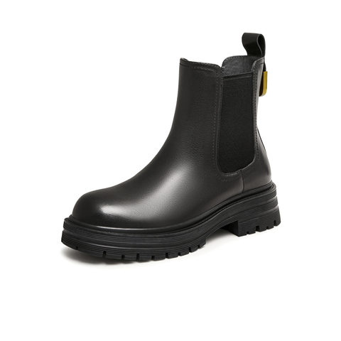 Tata/他她2024冬时尚简约经典厚底牛皮休闲切尔西靴新WAQA2DD4