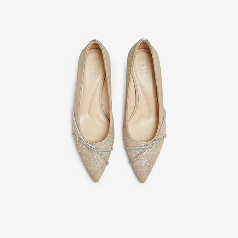 TATA/他她2025春商场同款时尚休闲中高跟单鞋女新款7QT08AQ5