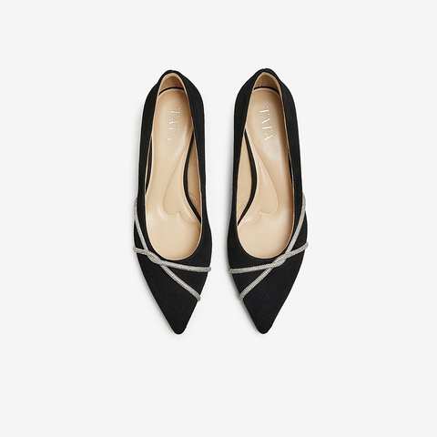 TATA/他她2025春商场同款时尚休闲中高跟单鞋女新款7QT08AQ5