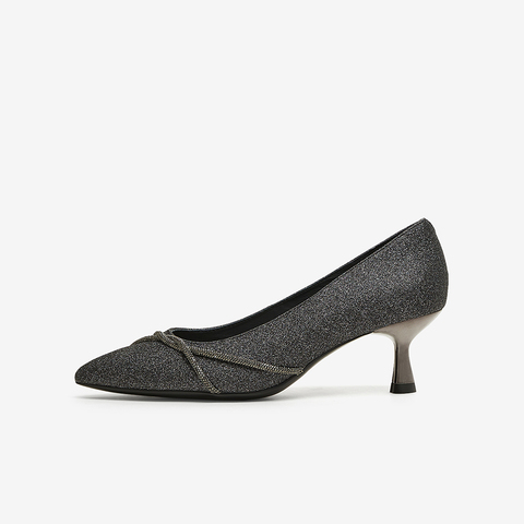 TATA/他她2025春商场同款时尚休闲中高跟单鞋女新款7QT08AQ5