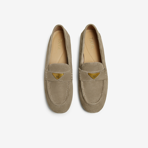 TATA/他她2025春商场同款时尚简约圆头女乐福鞋新款7QCB7AA5