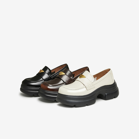 TATA/他她2025春时尚简约休闲圆头女乐福鞋新款7OL29AA5