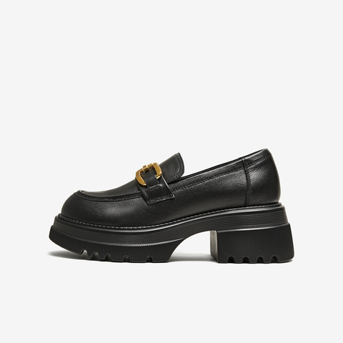 TATA/他她2024春时尚简约休闲圆头女乐福鞋GOK02AA4