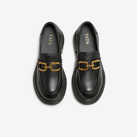 TATA/他她2024春时尚简约休闲圆头女乐福鞋GOK02AA4