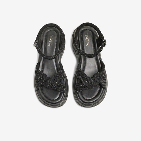 TATA/他她2025夏商场同款简约百搭时尚休闲女凉鞋新款CXT01BL5