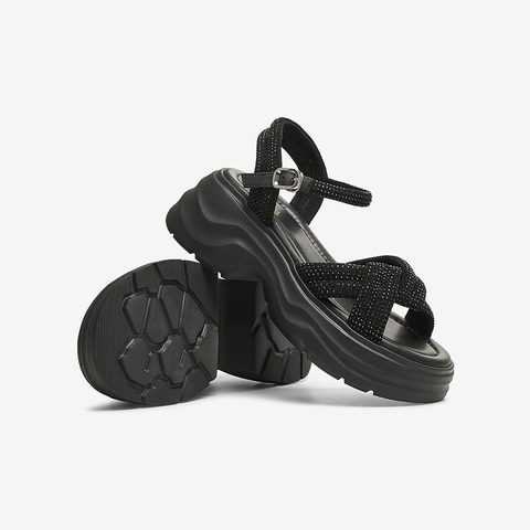 TATA/他她2025夏商场同款简约百搭时尚休闲女凉鞋新款CXT01BL5