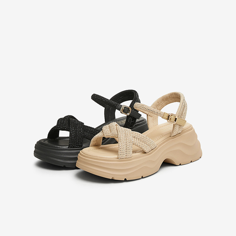 TATA/他她2025夏商场同款简约百搭时尚休闲女凉鞋新款CXT01BL5