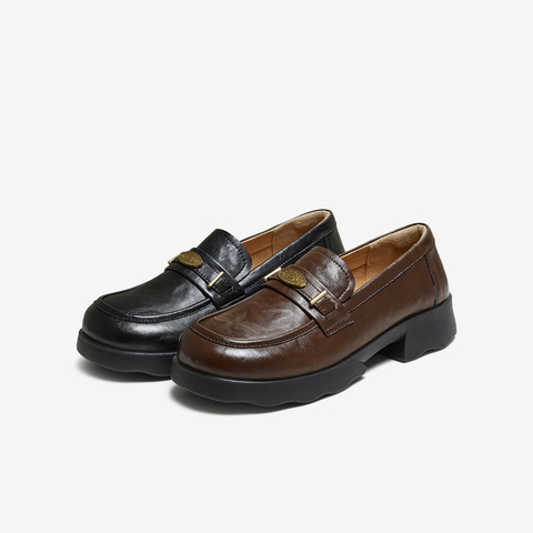 TATA/他她2025秋商场同款时尚休闲女乐福鞋新款ETV01CA5