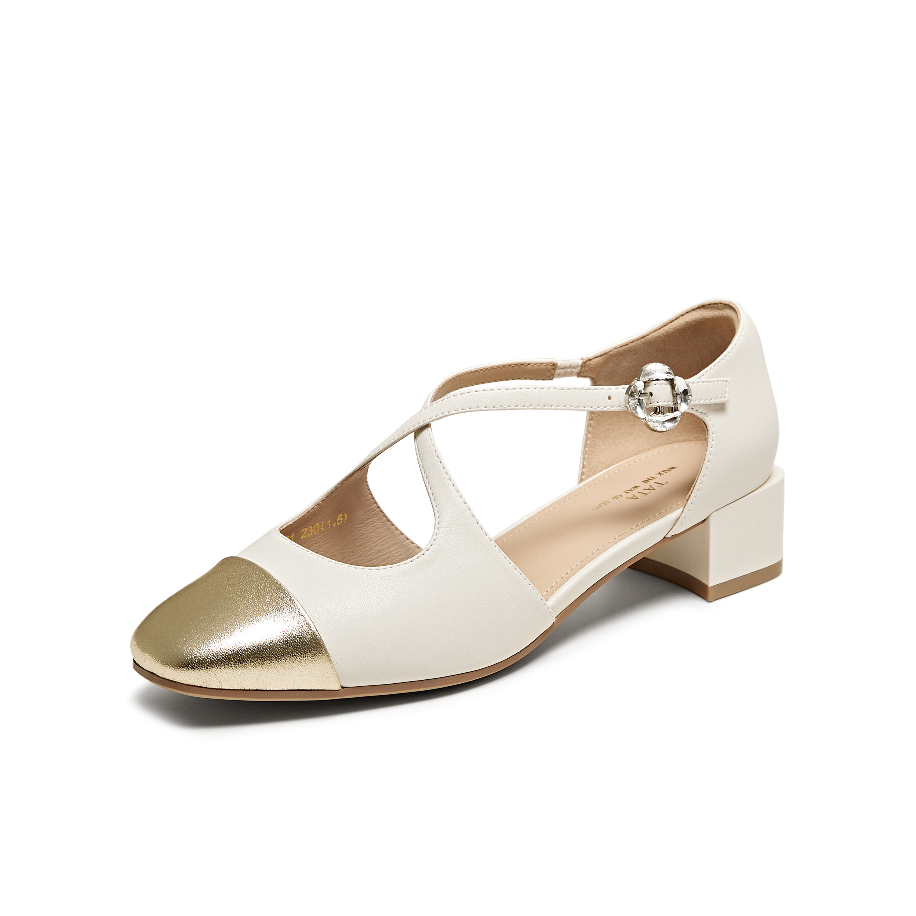 TATA/他她2025夏时尚复古拼色玛丽珍鞋女单鞋新款USE01BK5