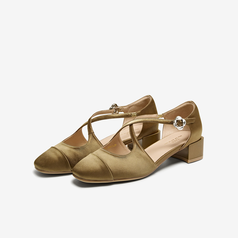 TATA/他她2025夏时尚复古拼色玛丽珍鞋女单鞋新款USE01BK5