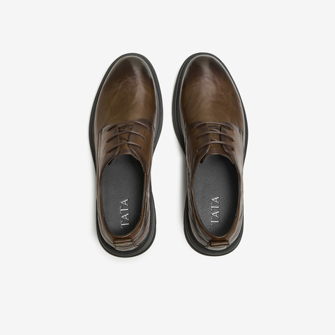 TATA/他她2025秋商场同款纯色舒适百搭皮鞋男新款QGV01CM5