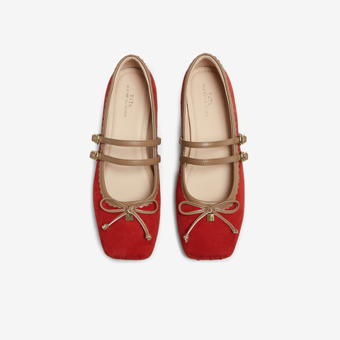 TATA/他她2025秋商场同款时尚蝴蝶结玛丽珍鞋女新款YRT03CQ5