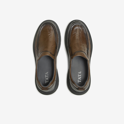 TATA/他她2025秋商场同款纯色舒适百搭休闲皮鞋男新款TGD01CM5