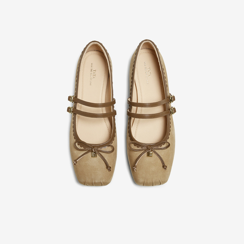 TATA/他她2025秋商场同款时尚蝴蝶结玛丽珍鞋女新款YRT03CQ5