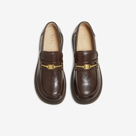 TATA/他她2025秋商场同款时尚百搭女乐福鞋新款CWK03CA5