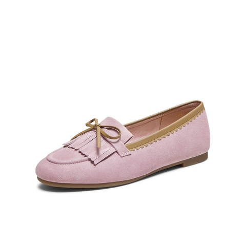 TATA/他她2025秋商场同款时尚休闲圆头女乐福鞋新款YVT01CQ5