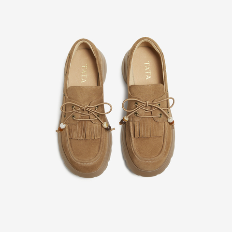 TATA/他她2025秋商场同款时尚休闲女乐福鞋新款NUS01CM5