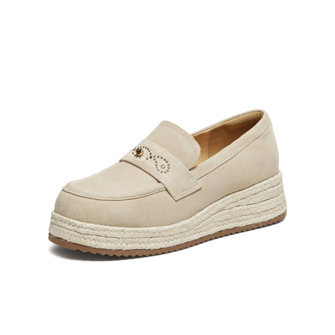 TATA/他她2025秋商场同款时尚休闲圆头女乐福鞋新款UUZ01CA5