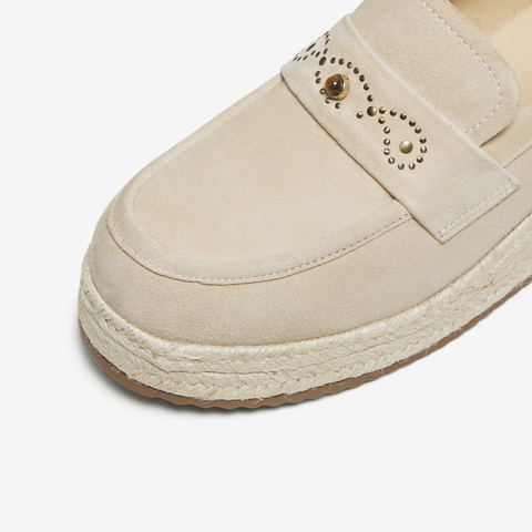 TATA/他她2025秋商场同款时尚休闲圆头女乐福鞋新款UUZ01CA5