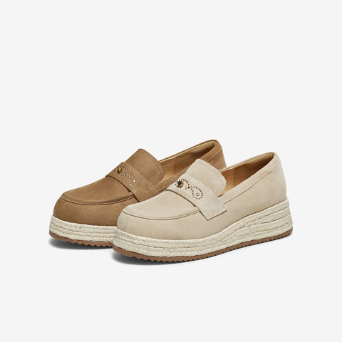 TATA/他她2025秋商场同款时尚休闲圆头女乐福鞋新款UUZ01CA5