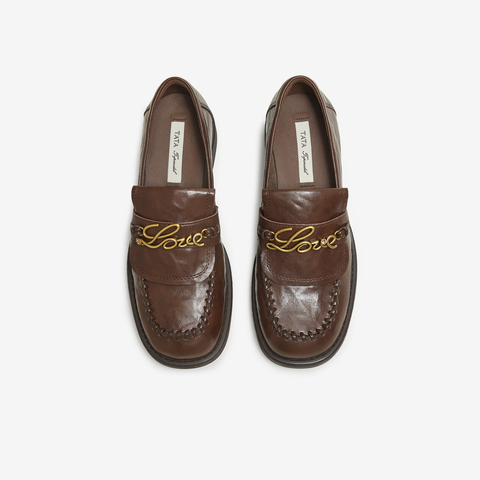 TATA/他她2025秋商场同步时尚休闲圆头女乐福鞋新款7JW22CA5