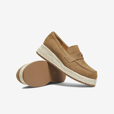 TATA/他她2025秋商场同款时尚休闲圆头女乐福鞋新款UUZ01CA5