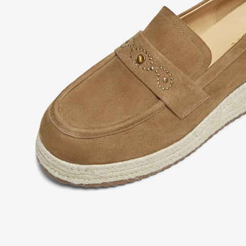 TATA/他她2025秋商场同款时尚休闲圆头女乐福鞋新款UUZ01CA5