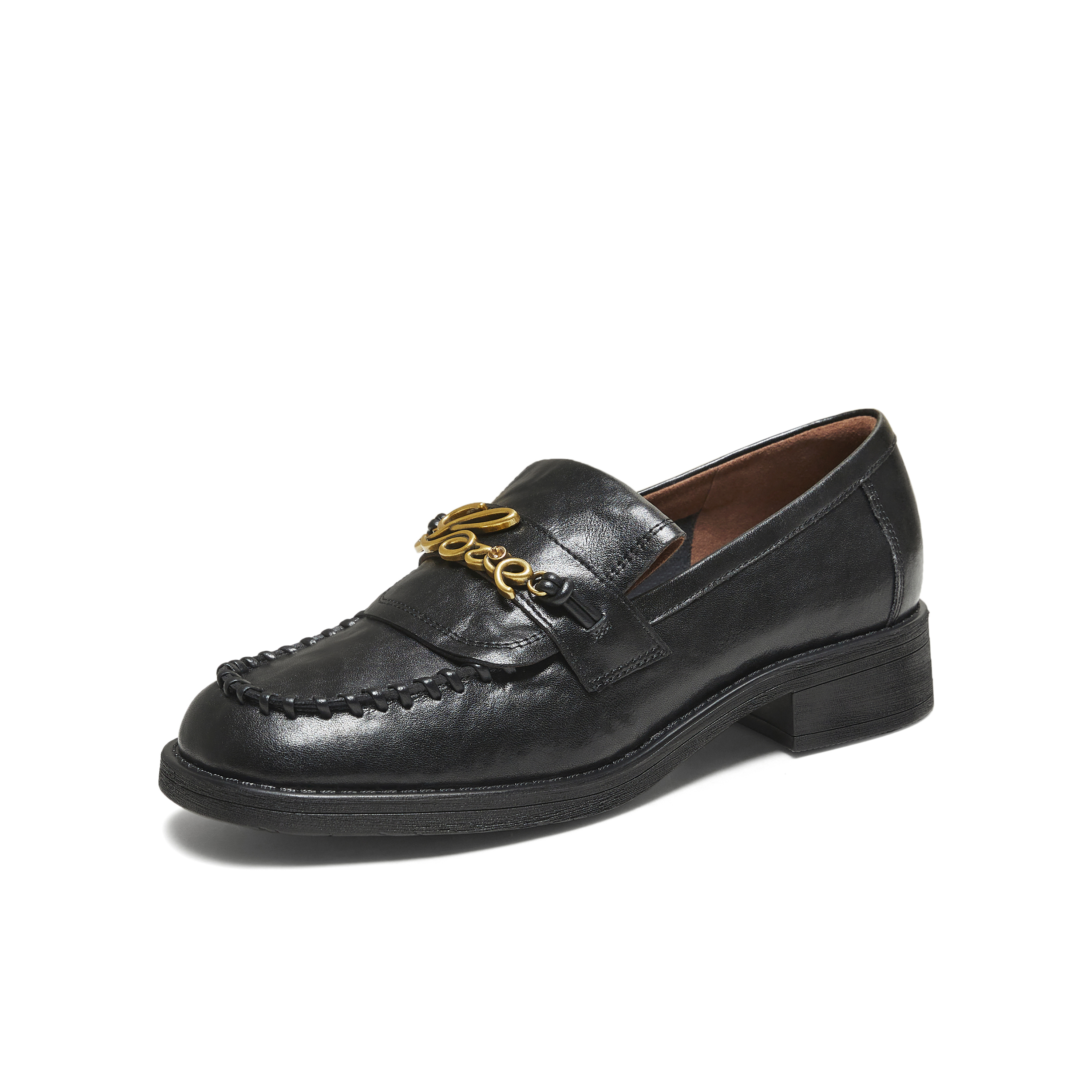 TATA/他她2025秋商场同步时尚休闲圆头女乐福鞋新款7JW22CA5