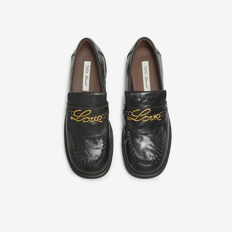 TATA/他她2025秋商场同步时尚休闲圆头女乐福鞋新款7JW22CA5