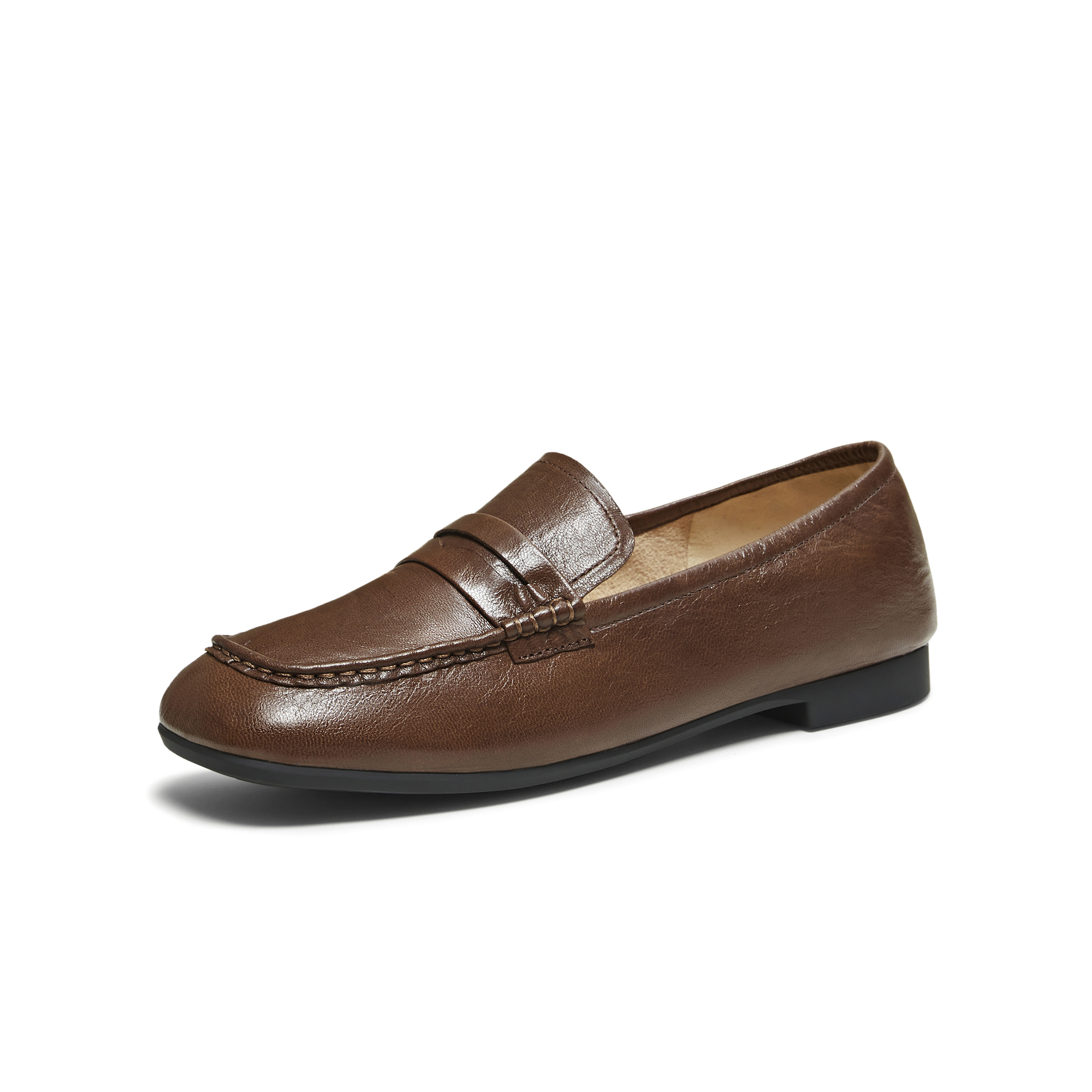 TATA/他她2025秋商场同款时尚简约休闲圆头女乐福鞋新款YXQ01CA5