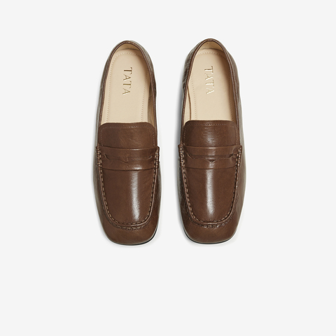 TATA/他她2025秋商场同款时尚简约休闲圆头女乐福鞋新款YXQ01CA5