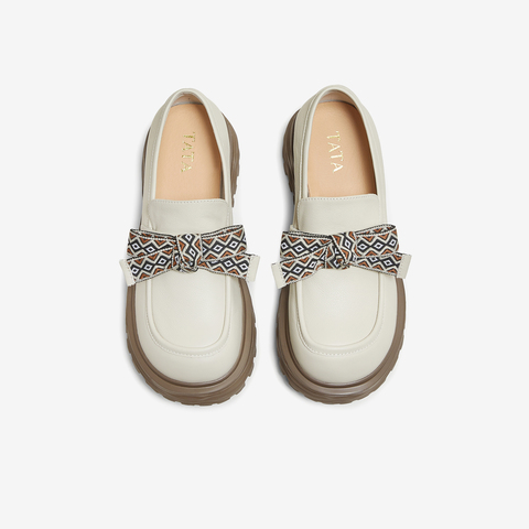 TATA/他她2025秋时尚休闲女蝴蝶结乐福鞋新款CG501CA5