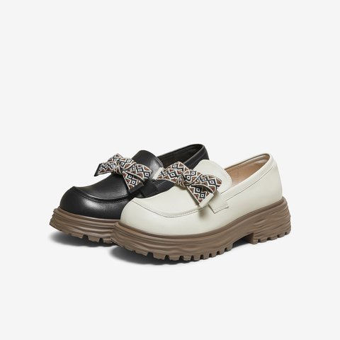 TATA/他她2025秋时尚休闲女蝴蝶结乐福鞋新款CG501CA5