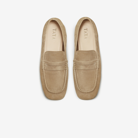 TATA/他她2025秋商场同款时尚简约休闲圆头女乐福鞋新款YXQ01CA5