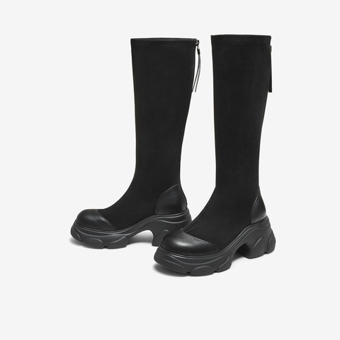 TATA/他她2025冬时尚休闲女靴百搭弹力瘦瘦靴新款CEG06DG5