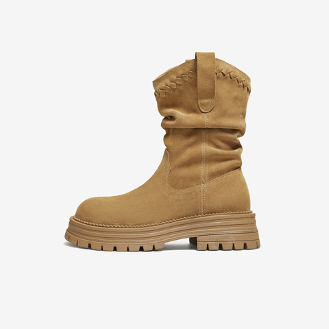 TATA/他她2025冬日常时尚休闲西部靴新款CHT01DS5