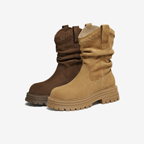 TATA/他她2025冬日常时尚休闲西部靴新款CHT01DS5