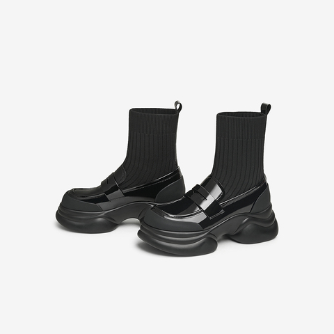 TATA/他她2025秋时尚休闲乐福袜靴女新款CCJ02CZ5