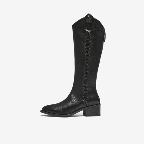 TATA/他她2025冬商场同款女时尚休闲西部靴新款UWL01DG5