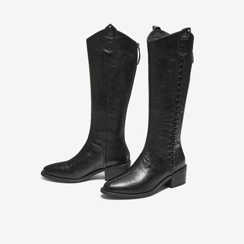 TATA/他她2025冬商场同款女时尚休闲西部靴新款UWL01DG5