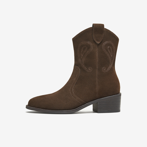 TATA/他她2025冬商场同款复古女时尚休闲西部靴新款UVW01DZ5