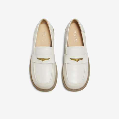 TATA/他她2025秋商场同款时尚休闲圆头女乐福鞋新款CG901CA5