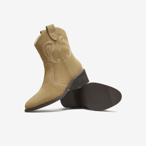 TATA/他她2025冬商场同款复古女时尚休闲西部靴新款UVW01DZ5