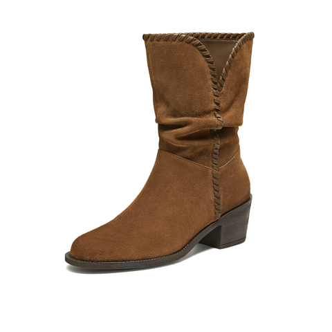 TATA/他她2025冬商场同款女日常时尚休闲西部靴新款NWU01DS5