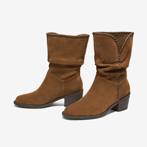 TATA/他她2025冬商场同款女日常时尚休闲西部靴新款NWU01DS5