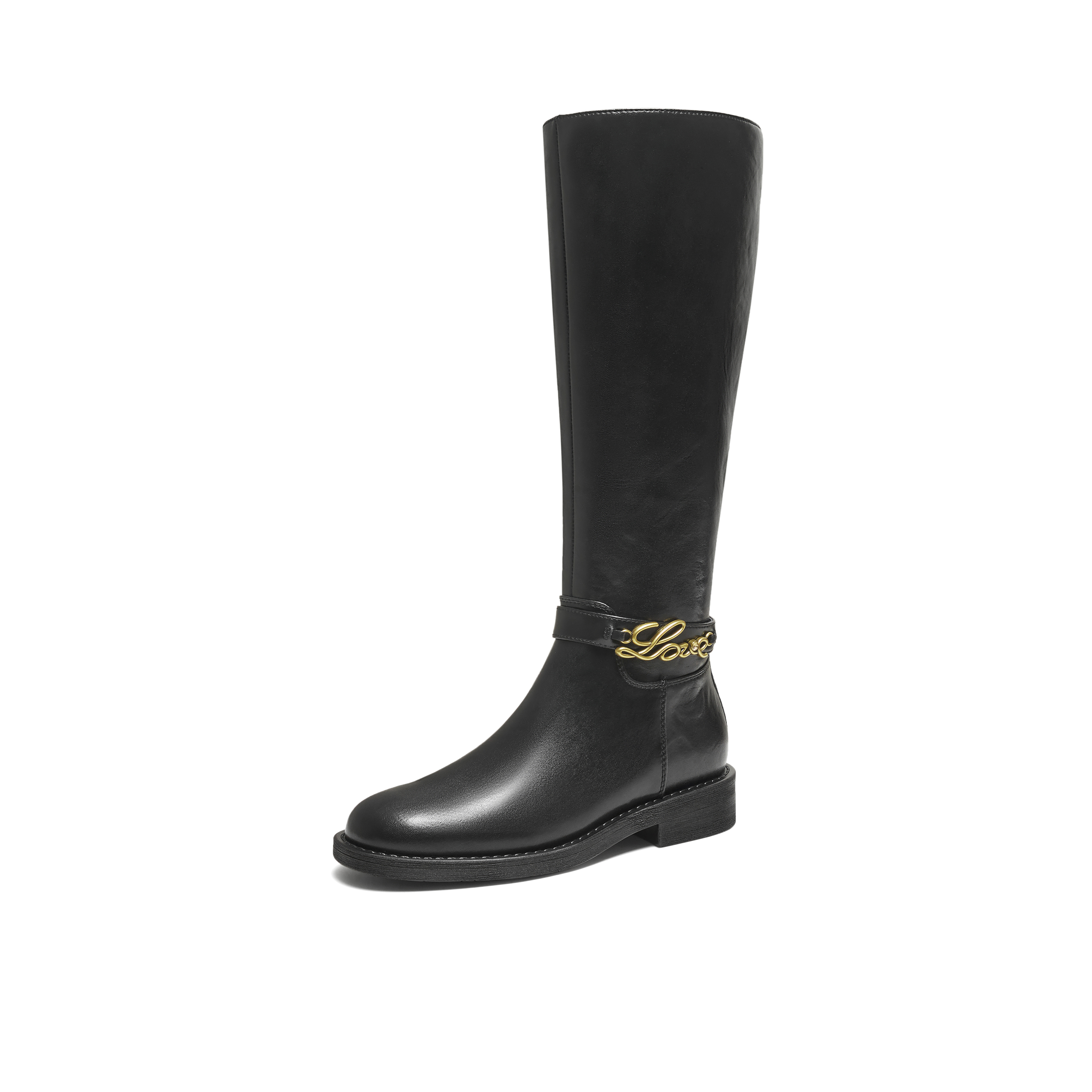 TATA/他她2025冬商场同款复古女时尚休闲骑士靴新款7TGB5DG5