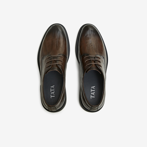 TATA/他她2025秋商场同款纯色舒适百搭休闲皮鞋男新款VRB01CM5